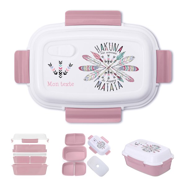 Fiambrera - bento - fiambrera personalizada para niños con diseño de Hakuna matata de color rosa viejo