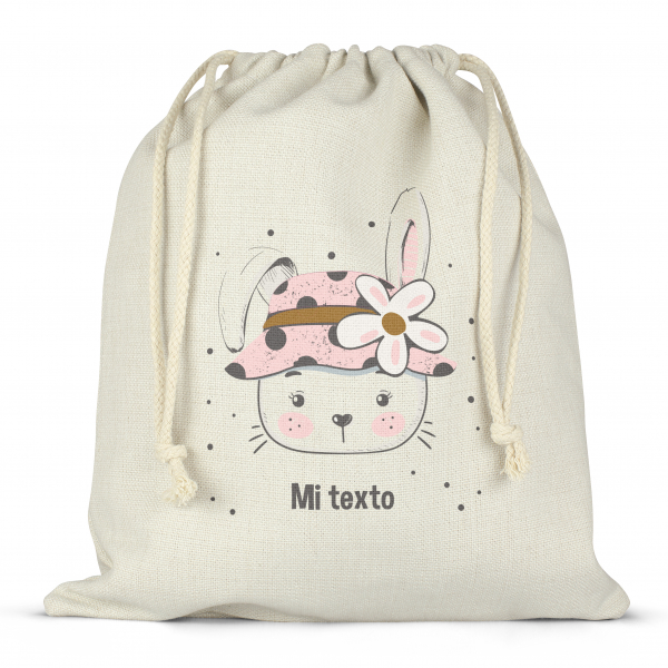 Mochila saco de cuerdas personalizable para la fiambrera - bento - fiambrera con diseño de coneja con flores