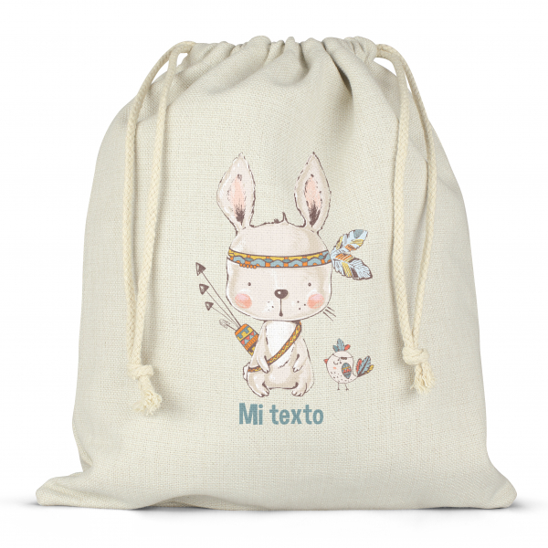 Mochila saco de cuerdas personalizable para la fiambrera - bento - fiambrera con diseño de conejo indio