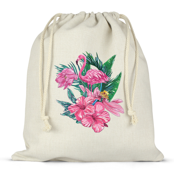 Mochila saco de cuerdas para la fiambrera - bento - fiambrera con diseño de flamenco rosa