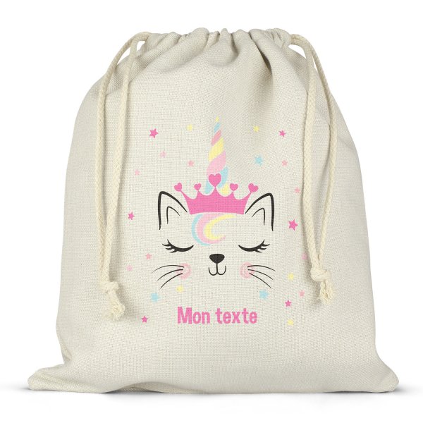Mochila saco de cuerdas personalizable para la fiambrera - bento - fiambrera con diseño de gato unicornio