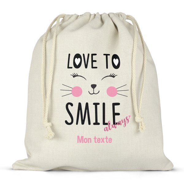 Mochila saco de cuerdas personalizable para la fiambrera - bento - fiambrera con diseño love to smile always