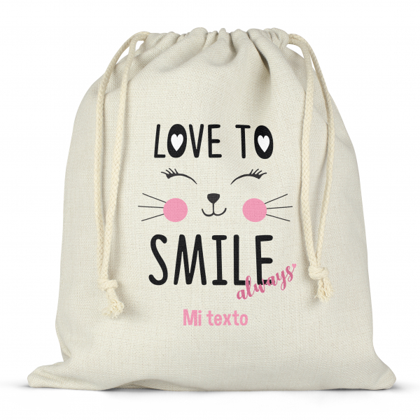 Mochila saco de cuerdas personalizable para la fiambrera - bento - fiambrera con diseño love to smile always