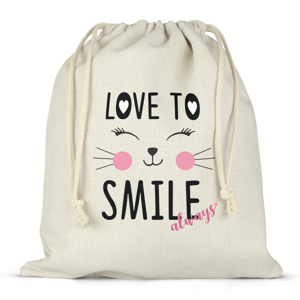 Mochila saco de cuerdas para la fiambrera - bento - fiambrera con diseño love to smile always