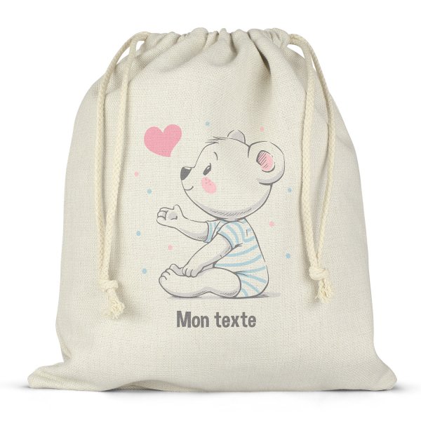 Mochila saco de cuerdas personalizable para la fiambrera - bento - fiambrera con diseño de osito con corazones