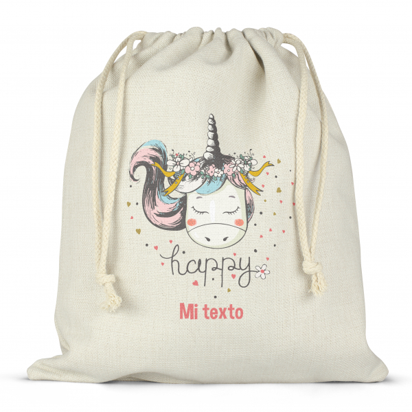 Mochila saco de cuerdas personalizable para la fiambrera - bento - fiambrera con diseño de unicornio con corazones
