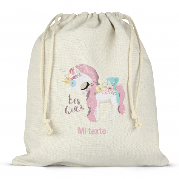 Mochila saco de cuerdas personalizable para la fiambrera - bento - fiambrera con diseño de unicornio Be the Queen