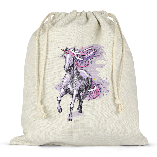 Mochila saco de cuerdas para la fiambrera - bento - fiambrera con diseño de unicornio violeta