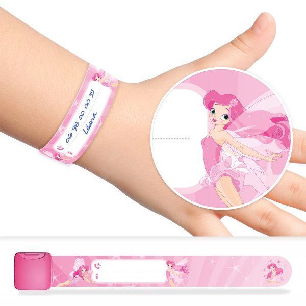 Pulsera de identificación y seguridad para niños con diseño de hadas