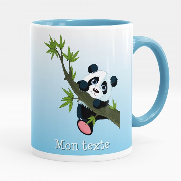 Taza personalizada para niños con diseño de panda de color azul